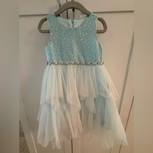 American Princess Light Blue and White tulle and jacquard Layered Dress